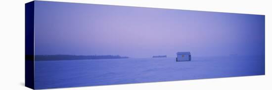 Ice Fishing Shack on a Frozen Lake, Lake of the Woods, Minnesota, USA-null-Premier Image Canvas