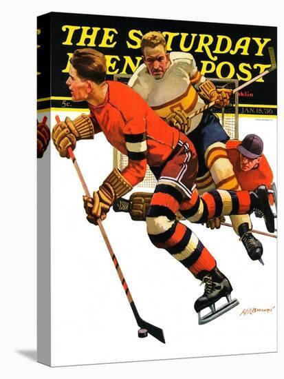 "Ice Hockey Match," Saturday Evening Post Cover, January 18, 1936-Maurice Bower-Premier Image Canvas