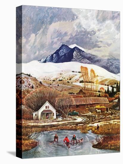 "Ice Hockey on Mountain Pond", December 13, 1958-John Clymer-Premier Image Canvas