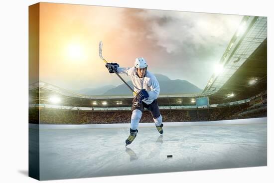 Ice Hockey Player on the Ice. Open Stadium - Winter Classic Game.-Andrey Yurlov-Premier Image Canvas