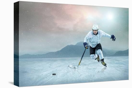 Ice Hockey Player on the Ice, Outdoor.-Andrey Yurlov-Premier Image Canvas