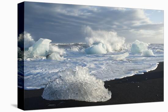 Ice, Icebergs, Black Lava Beach, Glacier Lagoon, Jškulsarlon, South Iceland-Julia Wellner-Premier Image Canvas