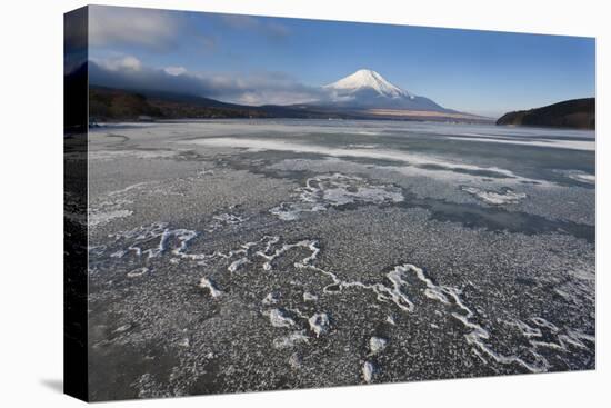 Ice on Lake Yamanaka with Snow-Covered Mount Fuji in Background, Japan-Peter Adams-Premier Image Canvas