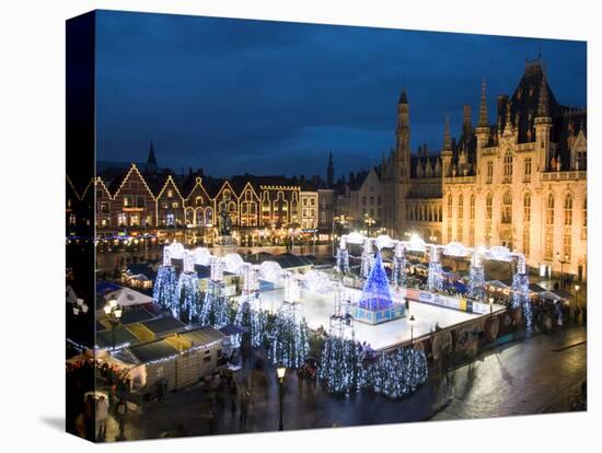 Ice Rink and Christmas Market in the Market Square, Bruges, West Vlaanderen (Flanders), Belgium-Stuart Black-Premier Image Canvas