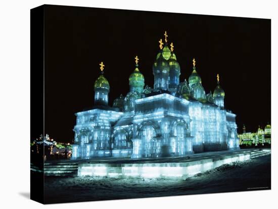 Ice Sculptures in Taiyangdao Park at Night, Bingdeng Jie, Heilongjiang, China-Tony Waltham-Premier Image Canvas