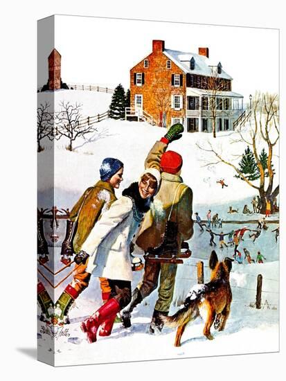 "Ice-Skating in the Country," December 1, 1971-John Falter-Premier Image Canvas