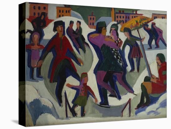 Ice Skating Rink with Skaters; Eisbahn Mit Schlittschuhlaeufern-Ernst Ludwig Kirchner-Premier Image Canvas