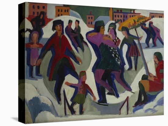 Ice Skating Rink with Skaters; Eisbahn Mit Schlittschuhlaeufern-Ernst Ludwig Kirchner-Premier Image Canvas