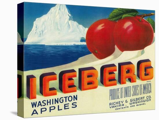 Iceberg Apple Label - Yakima, WA-Lantern Press-Stretched Canvas