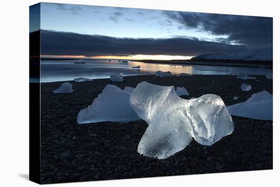 Icebergs at Sunset on Jokulsa Beach, on the Edge of the Vatnajokull National Park, South Iceland-Lee Frost-Premier Image Canvas