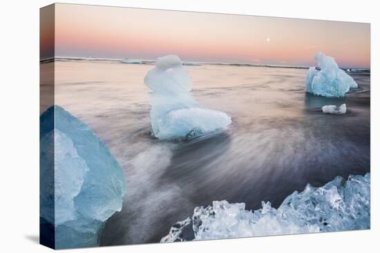 Icebergs at Sunset on Jokulsarlon Beach, Iceland, Polar Regions-Matthew Williams-Ellis-Premier Image Canvas