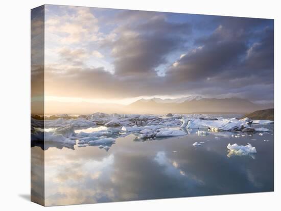 Icebergs Floating on the Jokulsarlon Glacial Lagoon at Sunset, Iceland, Polar Regions-Lee Frost-Premier Image Canvas