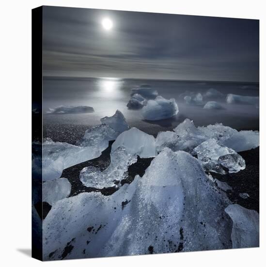 Icebergs Next to Glacial), River Lagoon Jškuls‡rlon (Lake), Moonlight, East Iceland, Iceland-Rainer Mirau-Premier Image Canvas