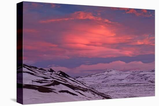 Iceland, Iceland, North-East, Ring Road, Region of Myvatn, Morning Mood in the Hildarfjall and the -Bernd Rommelt-Premier Image Canvas