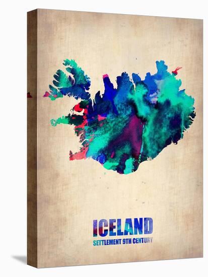 Iceland Watercolor Poster-NaxArt-Stretched Canvas