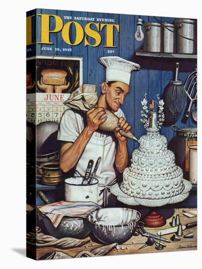 "Icing the Wedding Cake," Saturday Evening Post Cover, June 16, 1945-Stevan Dohanos-Premier Image Canvas