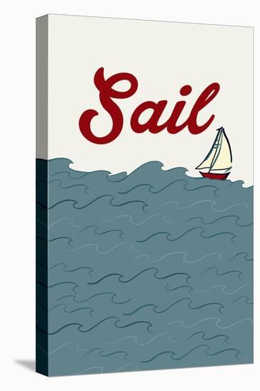 Icon - Sailboat-Lantern Press-Stretched Canvas