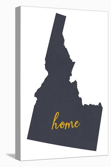 Idaho - Home State- Gray on White-Lantern Press-Stretched Canvas