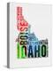 Idaho Watercolor Word Cloud-NaxArt-Stretched Canvas