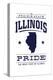 Illinois State Pride - Blue on White-Lantern Press-Stretched Canvas