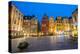 Illuminated historic buildings at dusk, Stortorget Square, Gamla Stan, Stockholm, Sweden-Roberto Moiola-Premier Image Canvas