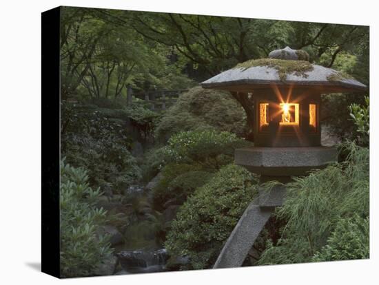 Illuminated Lantern in Portland Japanese Garden, Oregon, USA-William Sutton-Premier Image Canvas