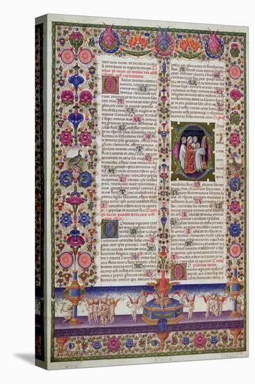 Illuminated Page from the Book of Psalms, from the Borso D'Este Bible. Vol 1 (Vellum)-Italian-Premier Image Canvas