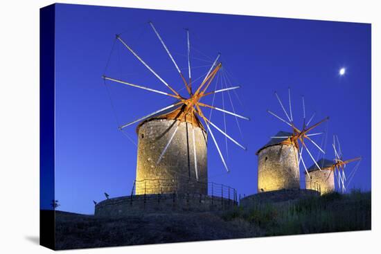 Illuminated Windmills of Chora, Patmos, Dodecanese, Greek Islands, Greece, Europe-Neil Farrin-Premier Image Canvas