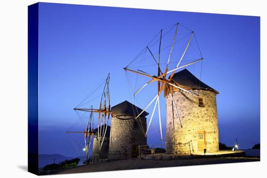 Illuminated Windmills of Chora, Patmos, Dodecanese, Greek Islands, Greece, Europe-Neil Farrin-Premier Image Canvas