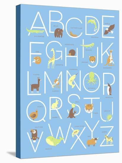 Illustrated Animal Alphabet ABC Poster Design-TeddyandMia-Stretched Canvas