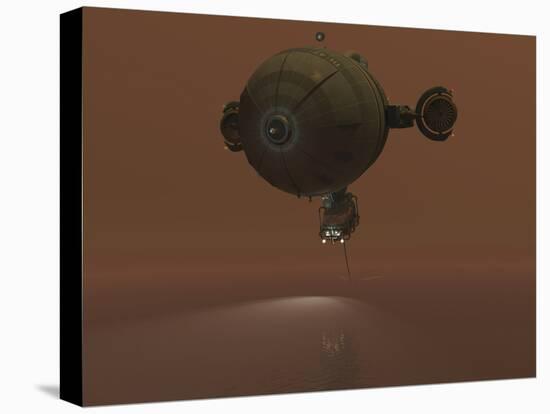 Illustration of a Blimp Towing a Sensor Through Liquid Ethane on Titan-Stocktrek Images-Premier Image Canvas
