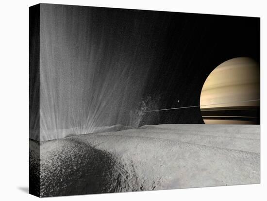 Illustration of a Geyser Erupting on the Surface of Enceladus-Stocktrek Images-Premier Image Canvas