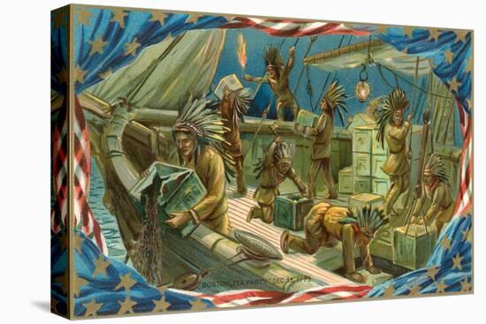 Illustration of Boston Tea Party-null-Stretched Canvas