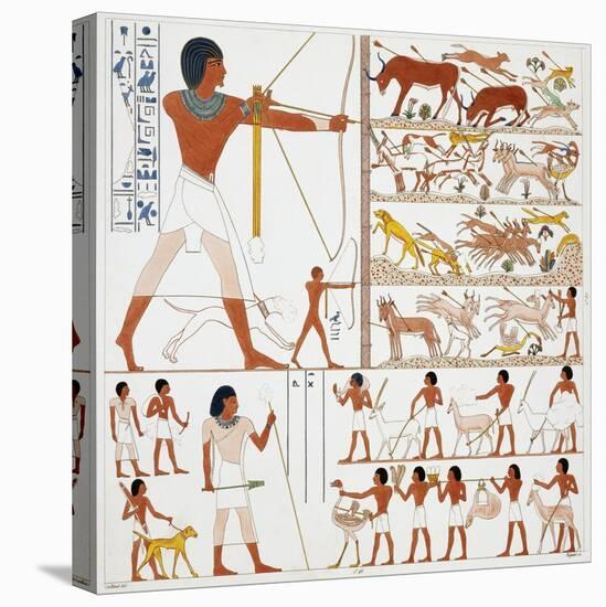 Illustration of Egyptian Frescoes of Hunting Scenes by Frederic Cailliaud-Stapleton Collection-Premier Image Canvas