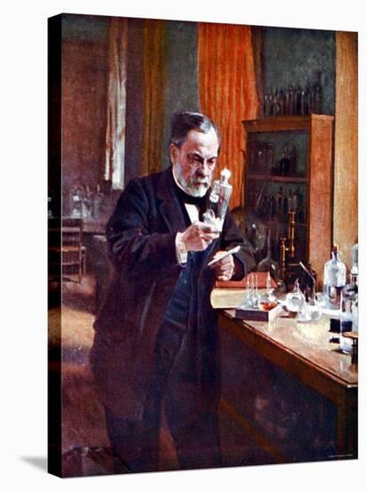 Illustration of French Chemist Louis Pasteur Working in His Laboratory-null-Premier Image Canvas
