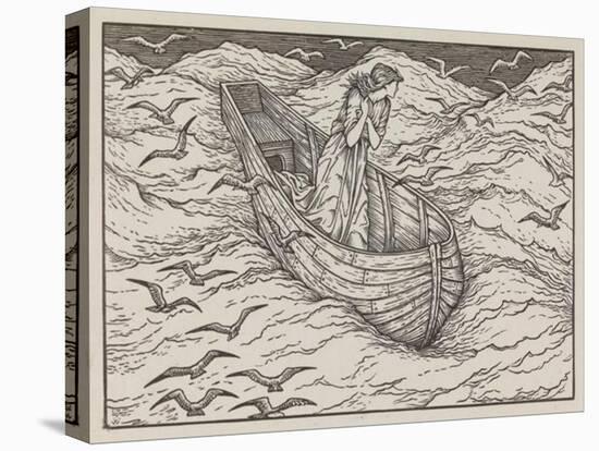 Illustration of lady in a boat-Edward Burne-Jones-Stretched Canvas