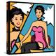 Illustration of Retro Girl in Pop Art Style-incomible-Stretched Canvas