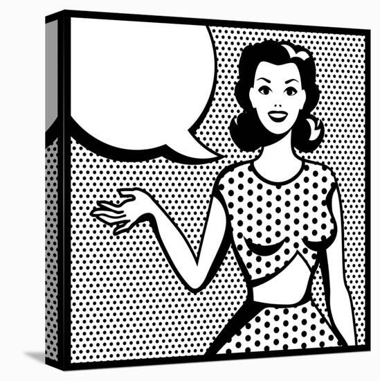 Illustration of Retro Girl in Pop Art Style-incomible-Stretched Canvas