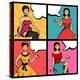 Illustration of Retro Girls in Pop Art Style-incomible-Stretched Canvas