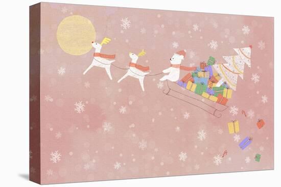 Illustration of Rudolph and Sleigh-null-Premier Image Canvas