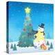 Illustration of Snowman Next to a Chirstmas Tree-null-Premier Image Canvas