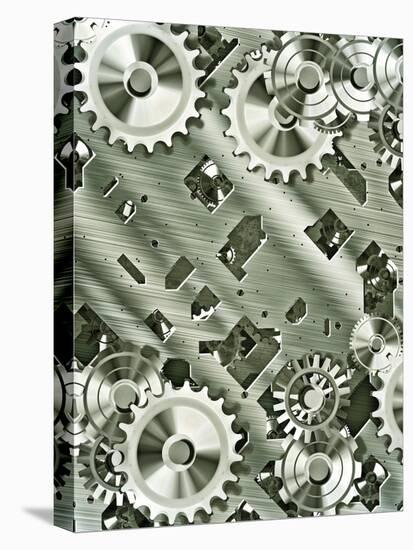 Illustration Of Steampunk Inspired Cogs And Clockwork-clearviewstock-Stretched Canvas