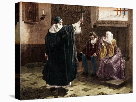 Illustration of Tomas De Torquemada with King Ferdinand II and Queen Isabella-Stefano Bianchetti-Premier Image Canvas