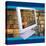 Images of Book Shelves on Computer Screen-null-Premier Image Canvas