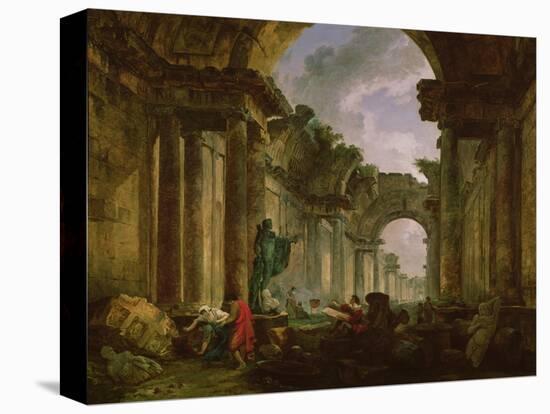 Imaginary View of the Grand Gallery of the Louvre in Ruins, 1796-Hubert Robert-Premier Image Canvas