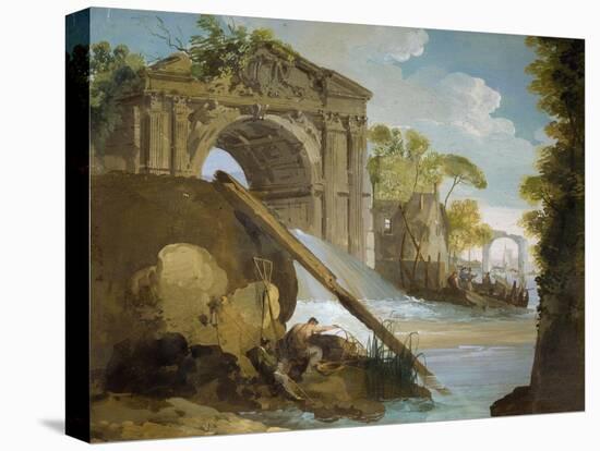 Imaginary View: River with Fishermen and Ruins-Giuseppe Bernardino Bison-Premier Image Canvas