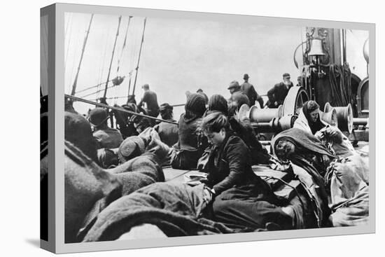 Immigrant Women Sitting on Steerage Deck-null-Stretched Canvas