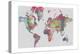 Impasto Map of the World-Jennifer Goldberger-Stretched Canvas
