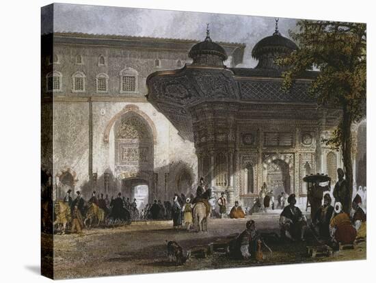 Imperial Gate of Topkapi Palace and Fountain of Sultan Ahmed III, Istanbul, 1839-Thomas Allom-Premier Image Canvas