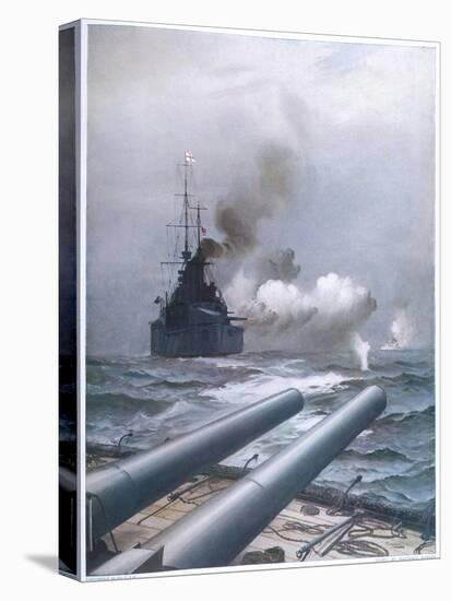 In a Naval Engagement off Heligoland the "Lion" Sinks a German Cruiser-Montague Dawson-Premier Image Canvas